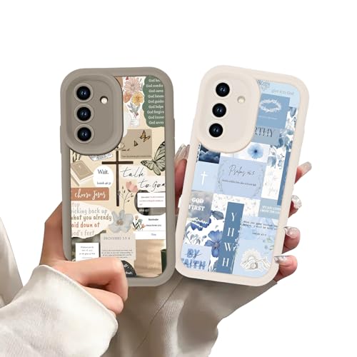 2 Pack Collage Jesus Bible Verses Phone Case for Samsung Galaxy A15 5G 6.5" for Women Girls,God Jesus Faith Floral Design Soft Shockproof Protective Cover for Samsung A15 5G - color: Collage, size: for Samsung Galaxy A15 5G