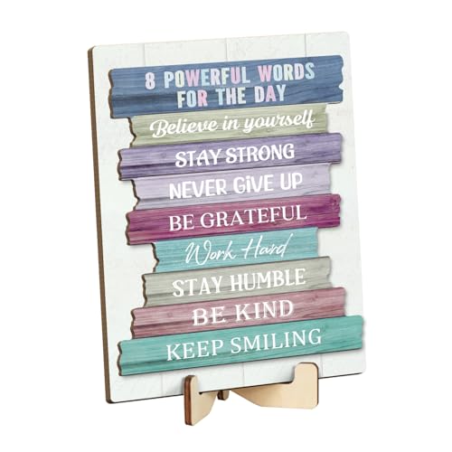 Putuo Decor Inspirational Desktop Sign, Encouraging Table Decor, Motivational Daily Reminder 8 Powerful Words for The Day Desk Accessories for Home, Office, Classroom - color: 8 Powerful Words