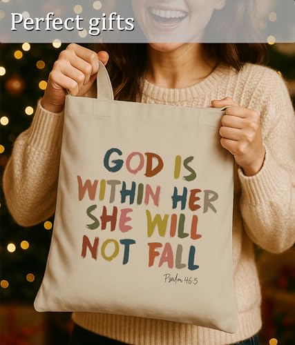 Aesthetic Christian Gifts Tote Bag for Church, Religious Tote Bag for Bible Study, Medium Size with Inner Pocket - color: Grey