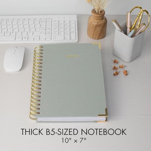 Aesthetic Thick Spiral Notebook Journal For Women in B5 - Linen Hardcover - color: Sage Green, size: B5