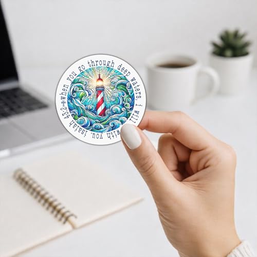 Pack 6 Isaiah 43 2 When You Pass Through The Waters I Will Be with You Sticker 3 Inches Bible Verse, Christian, Waterproof Vinyl Sticker