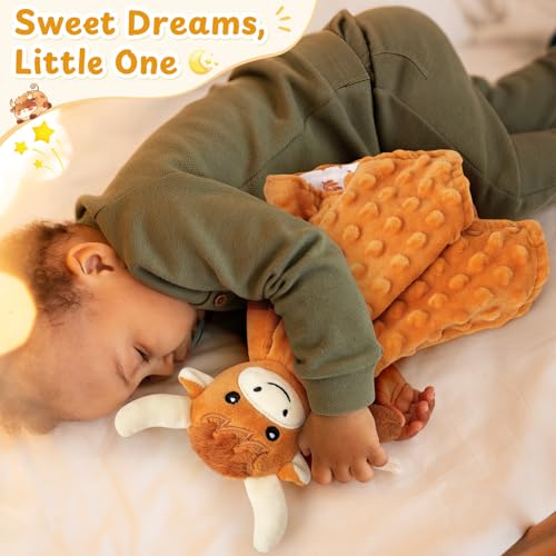 Loveys for Babies, Brown Highland Cow Baby Security Blanket - color: Brown Highland Cattle
