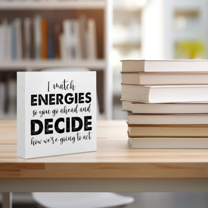 Inspirational Office Desk Decor Motivational White Wooden Box Sign - color: White0374