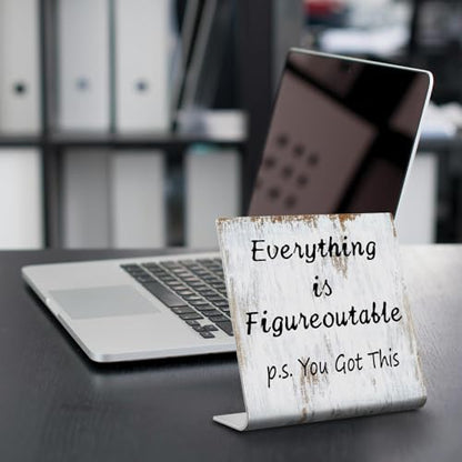 Home Office Desk Decor Everything is Figureoutable P.S. You Got This Gifts For Women Best Friend Encouragement Cheer Up Gifts Inspiration Positive Plaque For Cowoker Motivational Sign XUV122 - style: Everything is Figureoutable A