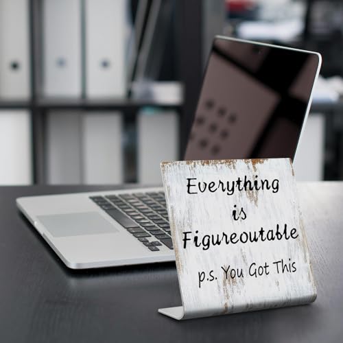 Home Office Desk Decor Everything is Figureoutable P.S. You Got This Gifts For Women Best Friend Encouragement Cheer Up Gifts Inspiration Positive Plaque For Cowoker Motivational Sign XUV122 - style: Everything is Figureoutable A