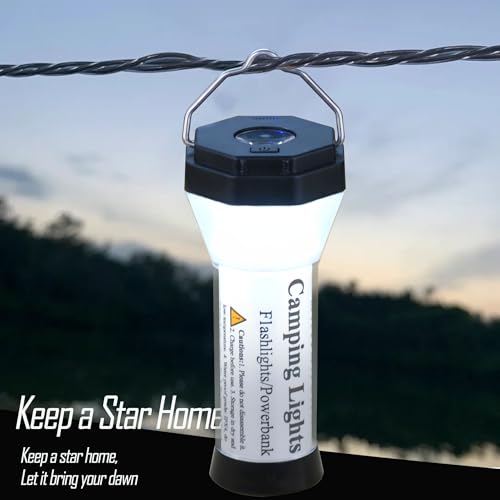PD20W Fast Charging 500 Lumens Camping Lantern with 5 Models Lights Can Be Magnet Stick and A 1/4 Inch Screw Socket Hold On Pole (Warm-White Lantern+White Body) - color: Warm-White Lantern+White Body