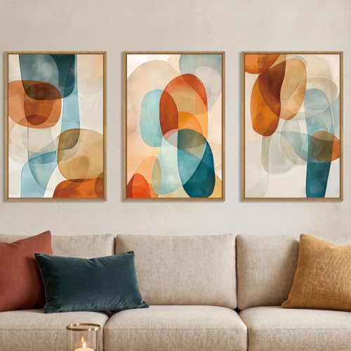 Aryroi Large Abstract Color Block Framed Canvas Wall Art- 16"x24"x3 - color: Colorful Abstract Wall Art, size: 16"L x 24"W