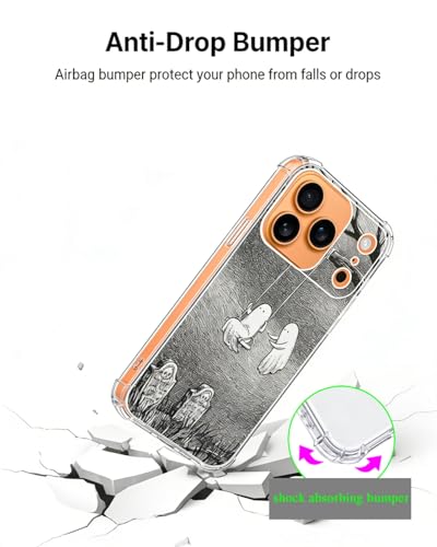 Halloween Spooky Ghosts Phone Case Compatible with iPhone 17 Pro Max, Tomb Yard Horror Phone Cover for iPhone 17 Pro Max, Trendy TPU Bumper Phone Cover Case - color: Cute Ghosts