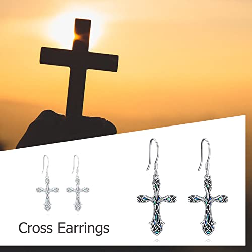 Cross Earrings 925 Sterling Silver Dangle Earring Gifts for Women - style: Tulip