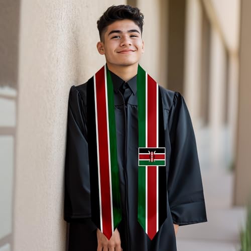 Graduation Satin Sash Scarf 72" Stole - color: Kenya Flag