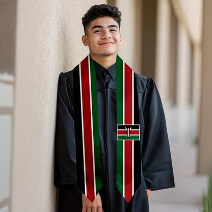 Graduation Satin Sash Scarf 72" Stole - color: Kenya Flag