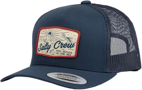 Salty Crew Men's Graphic Logo Retro Trucker Hat - Unisex Adjustable Baseball Hat for Adults - Premium Cotton - color: Navy