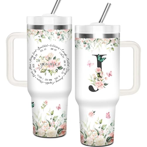Christian Gifts for Women, Christian Monogrammed Tumbler 40oz - style: Initial J cup