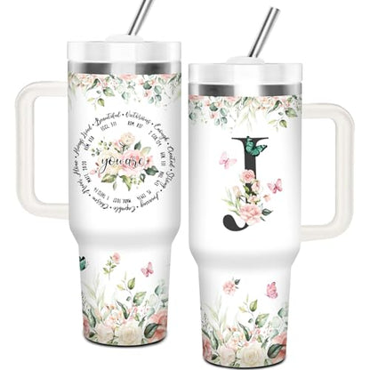 Christian Gifts for Women, Christian Monogrammed Tumbler 40oz - style: Initial J cup