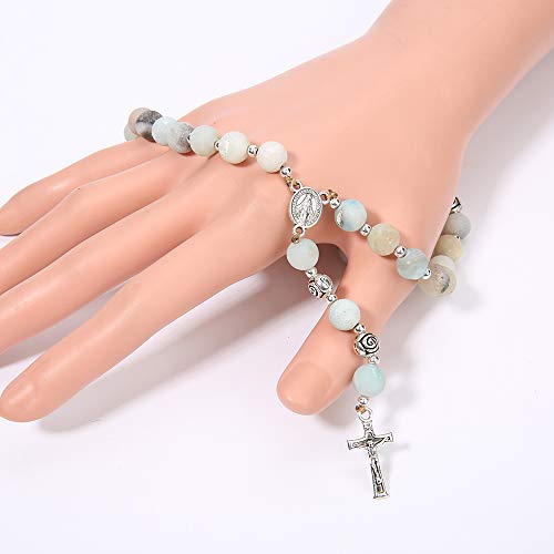 8mm Handmade Anglican Prayer Beads Rosary for Women - color: Silver(Amazonite)