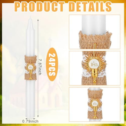 Conelist 24 Pcs Baptism Candles Catolico Baptism Candle Gift