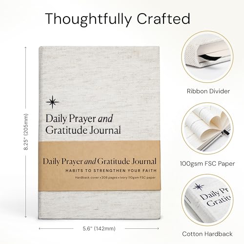 Christian Prayer Journal & Gratitude Journal – Guided Daily Devotional with Bible Verses, Prayer Prompts & Reflection – Faith Journal for Women & Men - color: White Cotton
