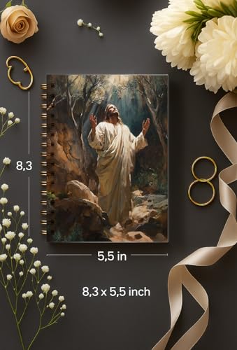 bitCNY Jesus in Prayer Notebook – Powerful Christian Art Journal with Divine Light, 8.3x5.5 Inches Faith Notebook for Men and Women 412 - color: white-Jesus in Prayer