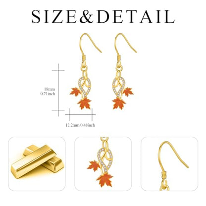 Yue Yuan Animal Plant Earrings for Women 925 Sterling Silver Butterfly/Cat/Jellyfish/Shell/Maple Leaf/Cardinal/Celtic Drop Earrings Silver Dangle Jewelry Birthday Anniversary Christmas Gift for Mother Wife - style: Maple Leaf