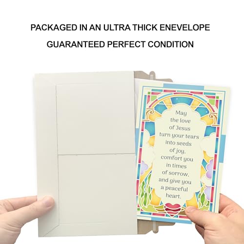 Prime Greetings Sympathy Card Religious With Envelope, Made in America, Thick Card Stock with Premium Envelope Packaged in a Reusable Presentation Mailer, Eco-Friendly, 5in x 7.75in
