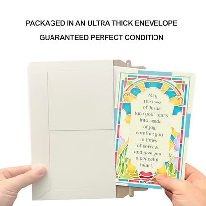 Prime Greetings Sympathy Card Religious With Envelope, Made in America, Thick Card Stock with Premium Envelope Packaged in a Reusable Presentation Mailer, Eco-Friendly, 5in x 7.75in