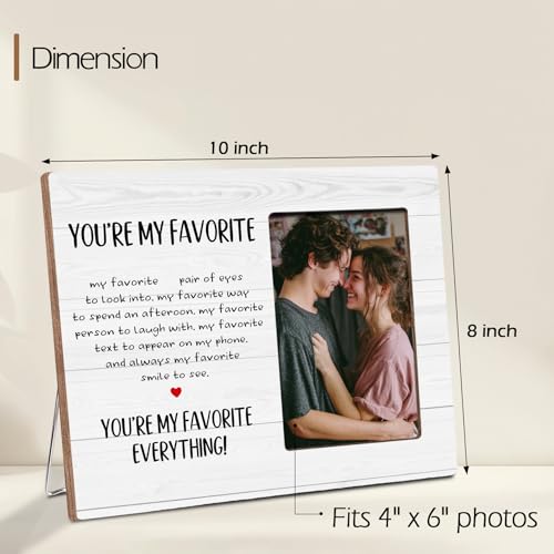 Anniversary Couple Gifts for Girlfriend Boyfriend, You Are My Favorite, Romantic Couples Wooden Picture Frame Gifts, Fits 4x6 Photo Frame