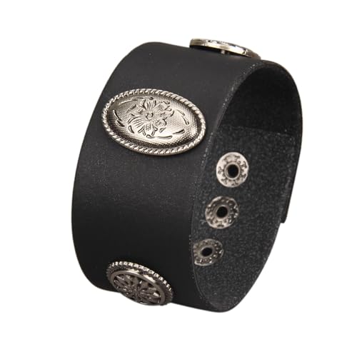 GelConnie Punk Leather Cuff Bracelet Adjustable Straps Wrap Bracelets Arm Armor Cuff Gothic Leather Wristbands for Men, Women - color: MLPB113-Black
