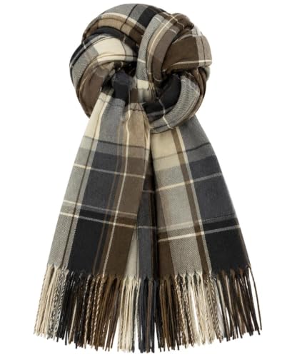 Fall Winter Plaid Scarf for Women Soft Tassel Scarves Oversized Shawl Wraps - color: Coffee-plaid