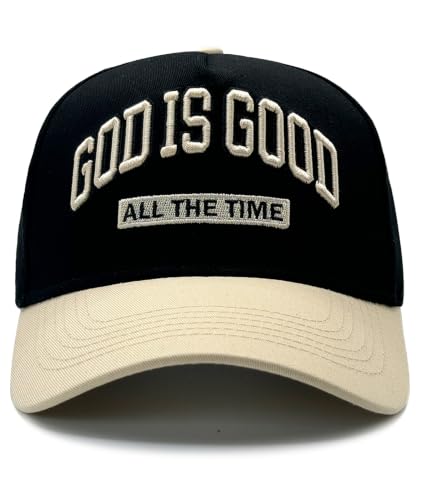 God is Good Hat, Christian Hats for Men & Women Religious Gift - color: Beige/Black