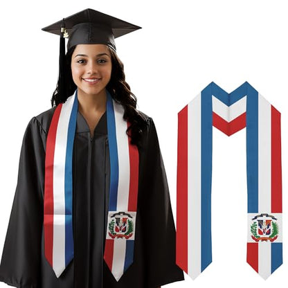 Graduation Satin Sash Scarf 72" Stole - color: Dominican Republic Flag