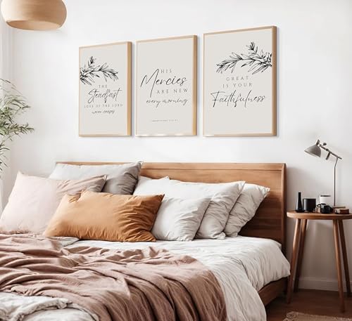 3Pcs Bible Plants Wall Art Christian Bible Verse Canvas Poster Prints Neutral Black Botanical Painting Picture Artwork Wall Decor for Living Room Office 12x16in Unframed - size: 16"L x 12"W
