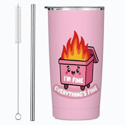 Funny Gifts for Women Men 20oz Tumbler with Lid and Straw - color: Multi 1367