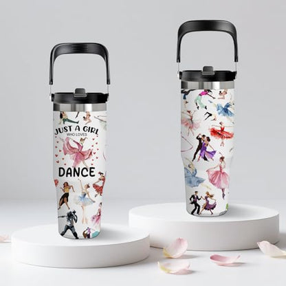 30oz Ballet Insulated Tumbler with Top Handle, Dance Gift for Women Girls - color: Dance2