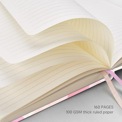&And Per Se Lined Hardcover Notebook – A5 5.7"x8" College Ruled, 160 Pages, 100gsm Thick Paper – Aesthetic Journal for Women, Gift-Ready Planner, Everyday Writing Notebook (Black) - color: f.Blush Watercolor, style: Lined with Pattern