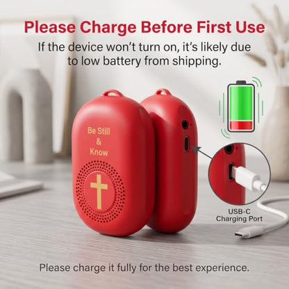 Upgraded KJV Audio Bible Player, 1189 Separate Tracks, Mood Bible, Portable Talking Electronic Bible with MicroSD, King James Version New & Old Testament, Gifts for Seniors, Red - color: Red