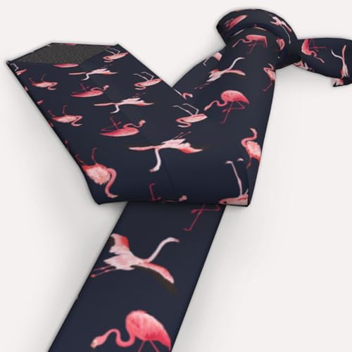 Men's Neckties, Novelty Printed Skinny Tie for Work Casual Party - color: Flamingo