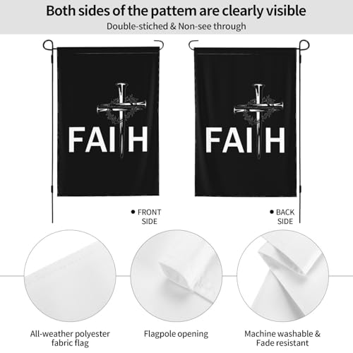 Jesus Christian Faith Cross Double Sided Double Sided Garden Flag 12.5x18 Inch - Farmhouse Seasonal Yard Decor, Outdoor Decorative Flag For Outside (No Flagpole) - color: Jesus Christian Faith Cross Double Sided