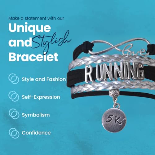 Infinity Collection Running Gifts- Runner Bracelet, Jewelry, Adjustable Charm Bracelet- Perfect Cross Country, Track, Marathon Gifts … - color: 5k