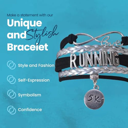 Infinity Collection Running Gifts- Runner Bracelet, Jewelry, Adjustable Charm Bracelet- Perfect Cross Country, Track, Marathon Gifts … - color: 5k