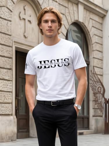 Christian Shirts for Men Jesus Faith Cross Tshirt Bible Verse Tee Tops - color: White-a, size: Medium