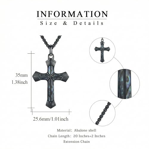 Cross Necklace for Men 925 Sterling Silver Cross Ebony Wooden Ankh Raven Praying Hands Crucifix Amulet Religious Jewelry Gifts for Men Women - color: Cross14