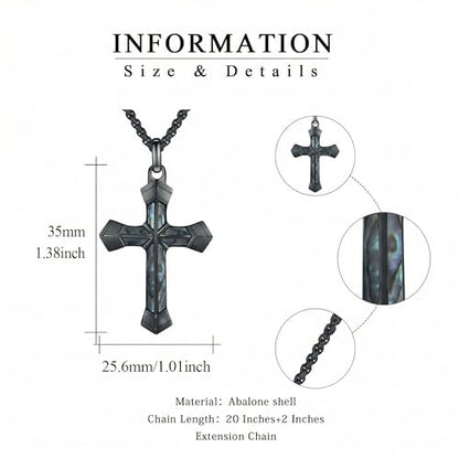 Cross Necklace for Men 925 Sterling Silver Cross Ebony Wooden Ankh Raven Praying Hands Crucifix Amulet Religious Jewelry Gifts for Men Women - color: Cross14