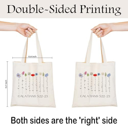 Christian Canvas Tote Bag for Women, Inspirational Faith Shoulder Bag - color: Bible 01