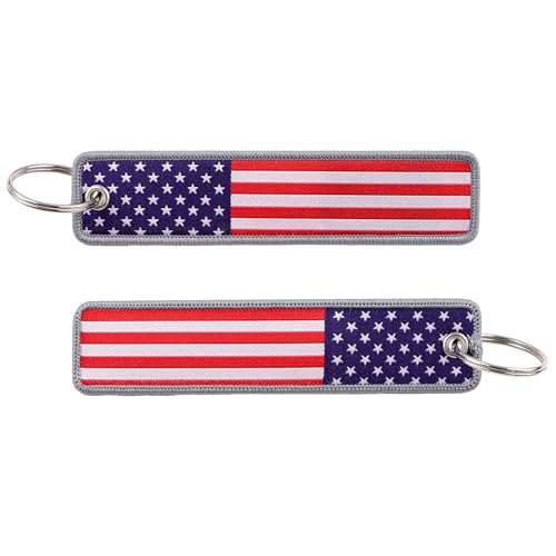 Woven Keychains (2-Packs) - Motorcycle Key Tag for Keys, Cars, Scooters, Aesthetic Key Chain for Women, Teacher, Men - color: American Flag