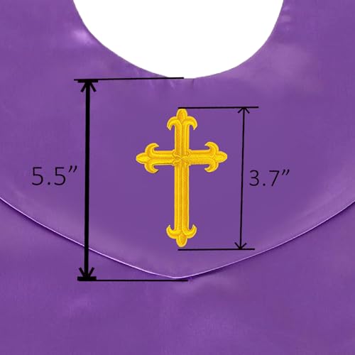GradPlaza Unisex V Shape Church Choir Stole with Gold or White Embroidery Cross for Adults Church - color: Purple, style: Gpld Cross