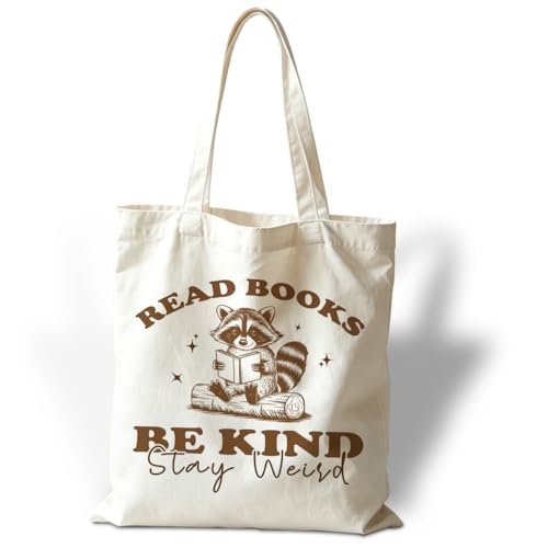 Reading Canvas Tote Bag, Read Books Be Kind Stay Weird, Cute Aesthetic Reading Accessories, Book Lovers Readers Gifts, Aesthetic Canvas Tote Bags, and Useful Gifts for Book Lovers - color: Style 16