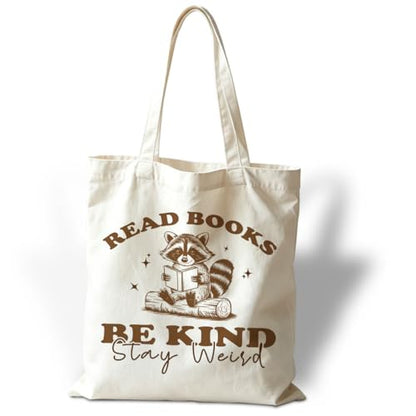 Reading Canvas Tote Bag, Read Books Be Kind Stay Weird, Cute Aesthetic Reading Accessories, Book Lovers Readers Gifts, Aesthetic Canvas Tote Bags, and Useful Gifts for Book Lovers - color: Style 16