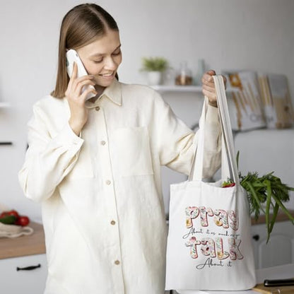 Chicimln Christian Goose Tote Bag, off to Praise the Lord Bible Verse Canvas Tote Bags - color: White 03
