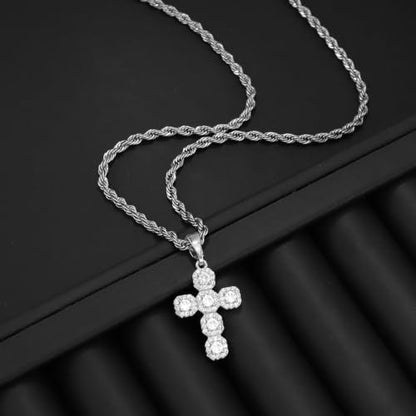 Cross Necklace for Women,14K Gold Silver Plated Box Chain Pendant，Dainty Personalized Charm Jewelry Gift for Her - color: Silver Cross B