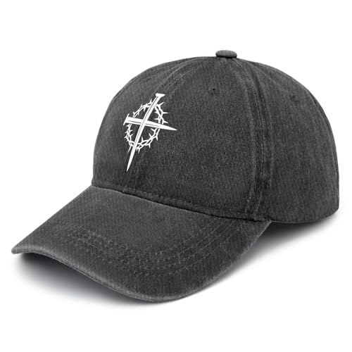 Y'Alls Need Jesus Hats for Mens Aesthetic Washed Distressed Baseball Cap - color: Jesus Cross Nail 11